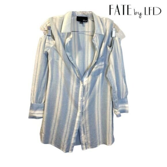 Fate by LFD Women's Cold Shoulder Button Down 3/4 Sleeves Top - Picture 3 of 6